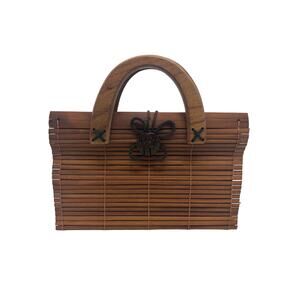 Bamboo Top Handle Purse Bag Clutch Unique